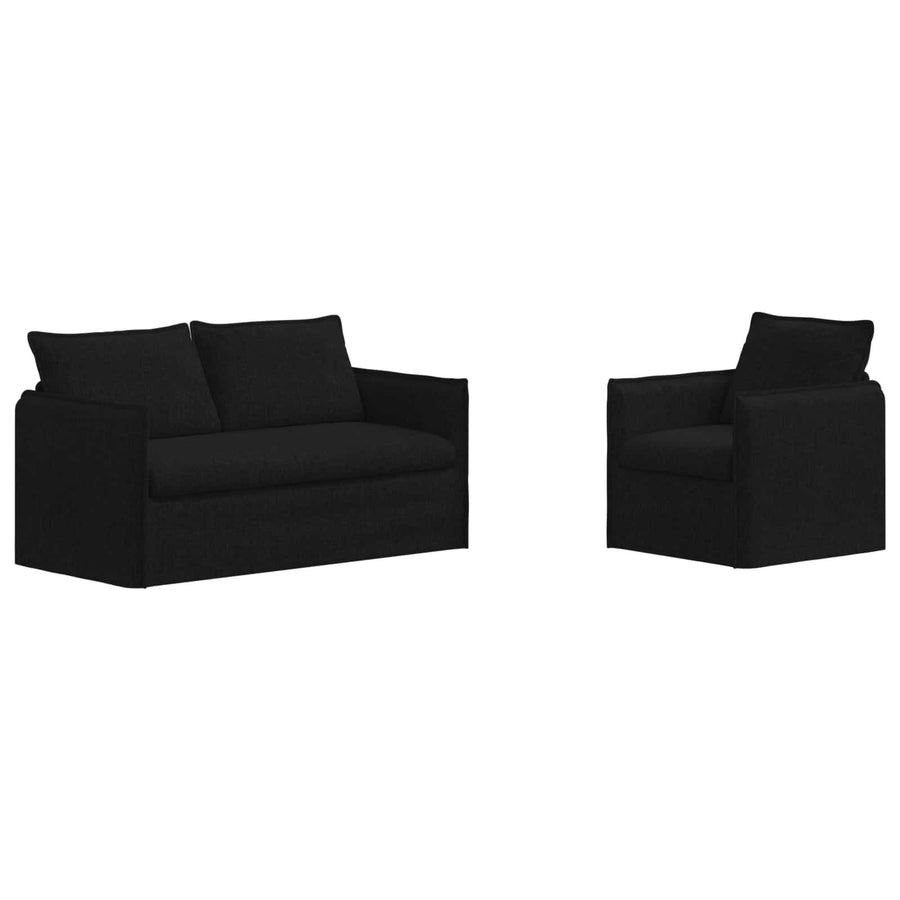 Bank 140cm 2 pcs Zwart Metaal