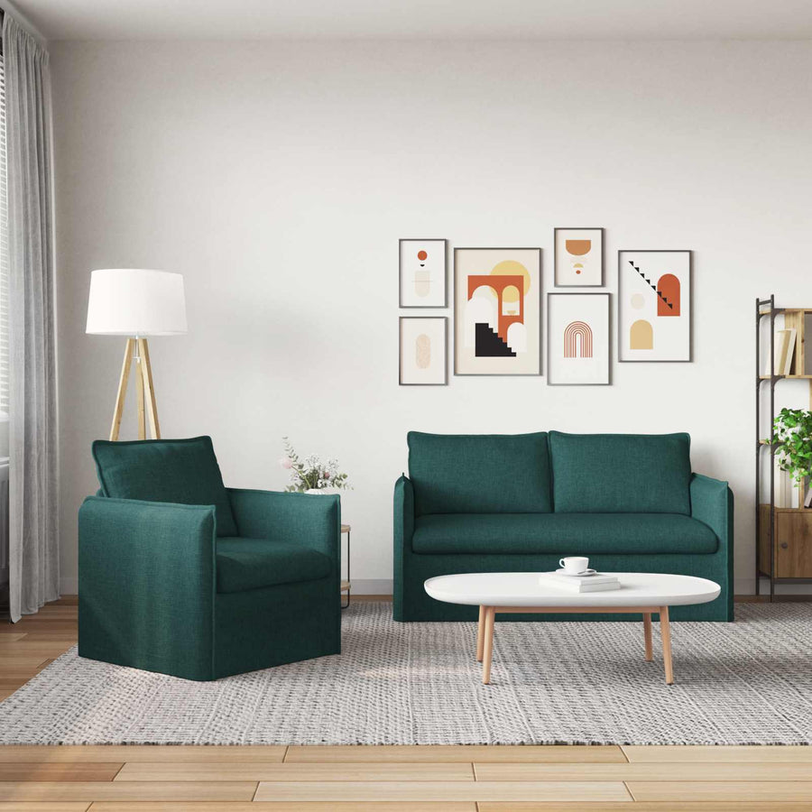 Bank 2 pcs Donkergroen Metaal