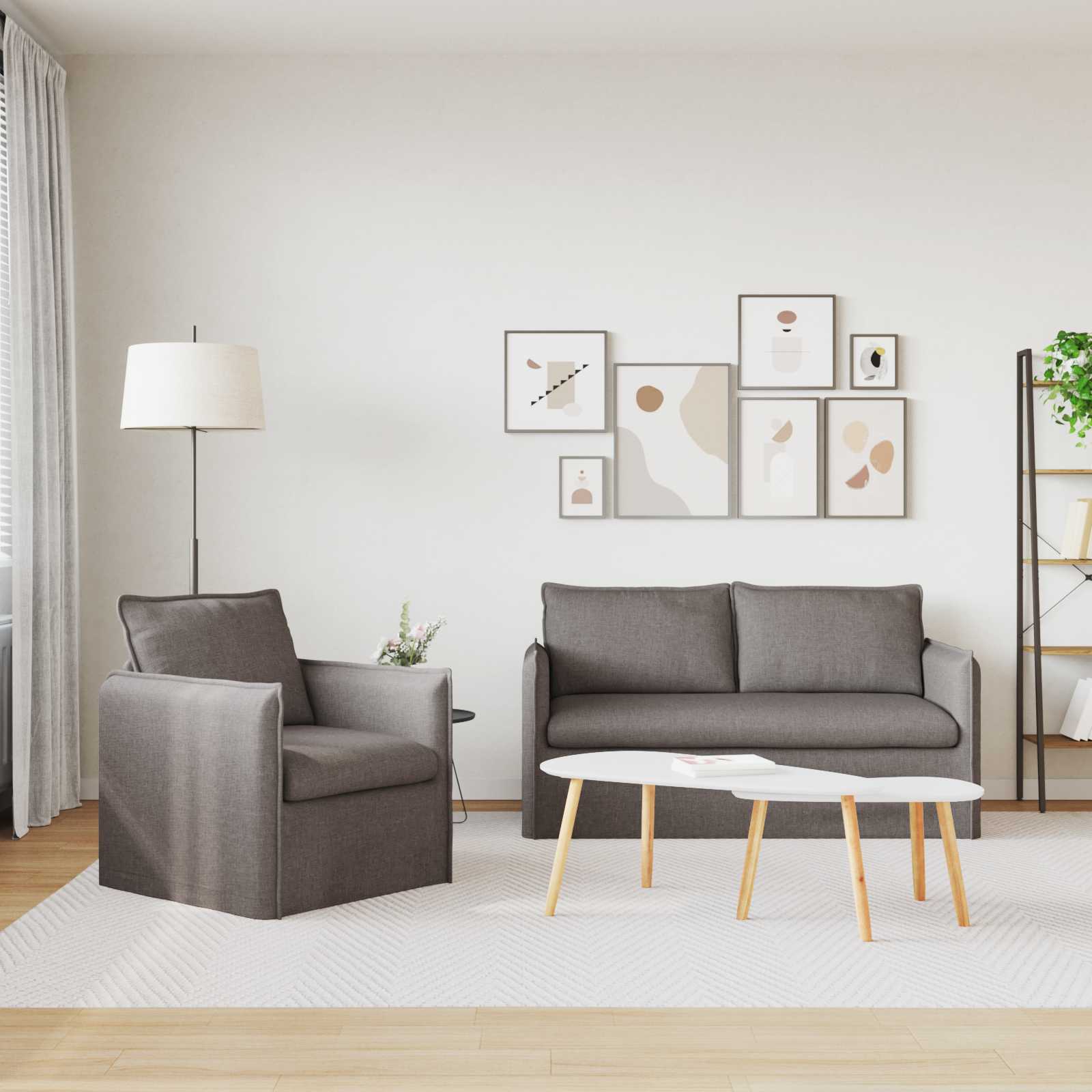 Bank 2 pcs Taupe Metaal