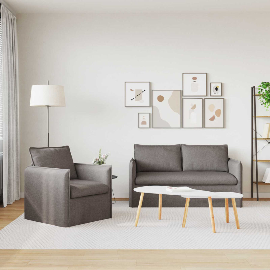 Bank 2 pcs Taupe Metaal