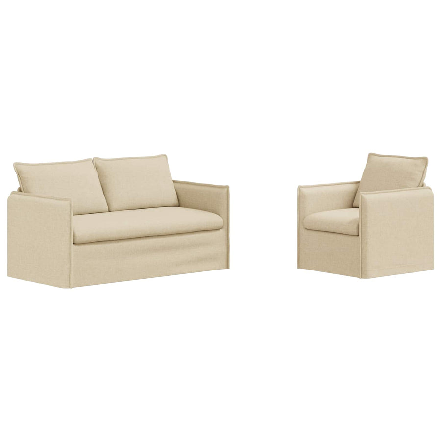 Bank 2 pcs Crème Metaal