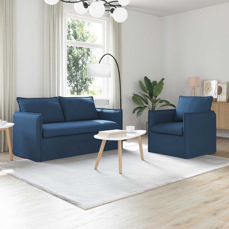 Bank 140cm 2 pcs Blauw Metaal
