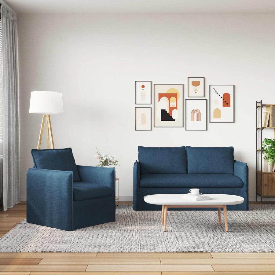 Bank 140cm 2 pcs Blauw Metaal