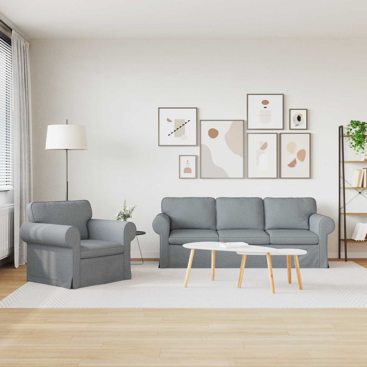 Bank 2 pcs Lichtgrijs Metaal