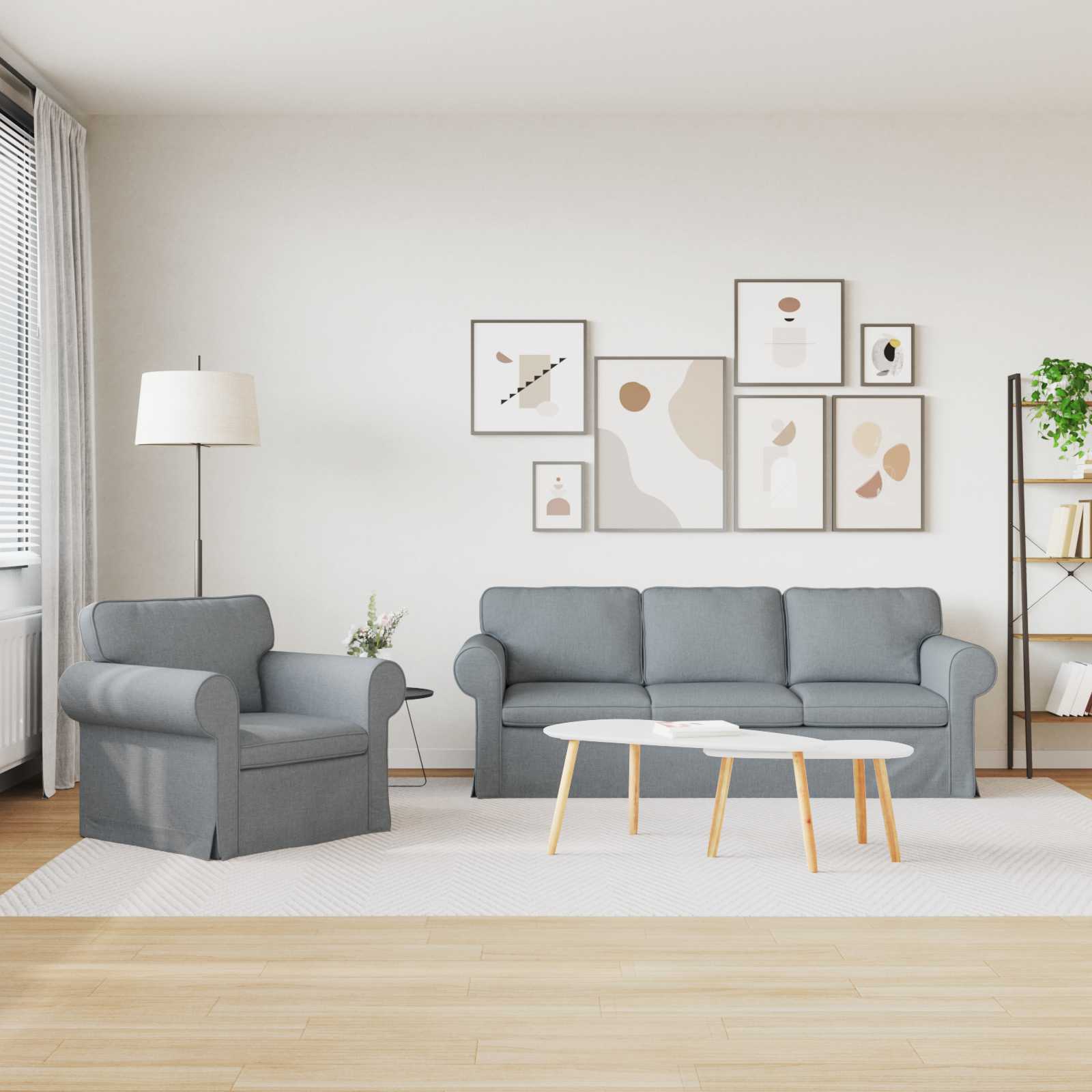 Bank 2 pcs Lichtgrijs Metaal