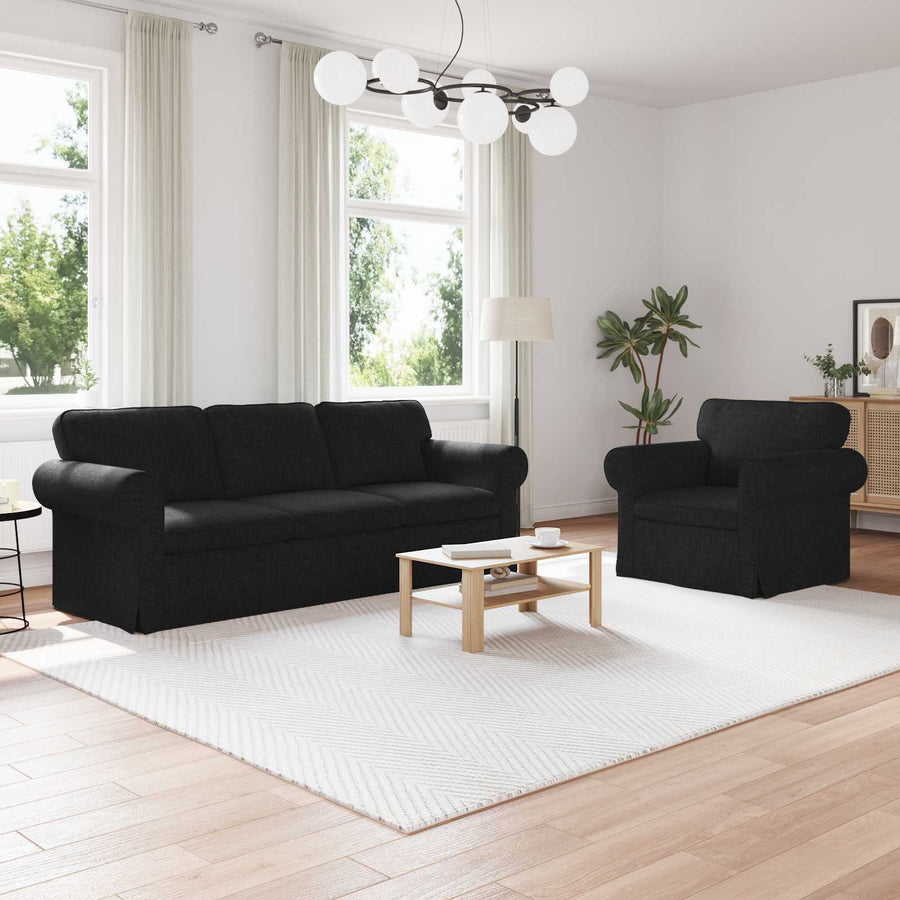 Bank 2 pcs Zwart Metaal