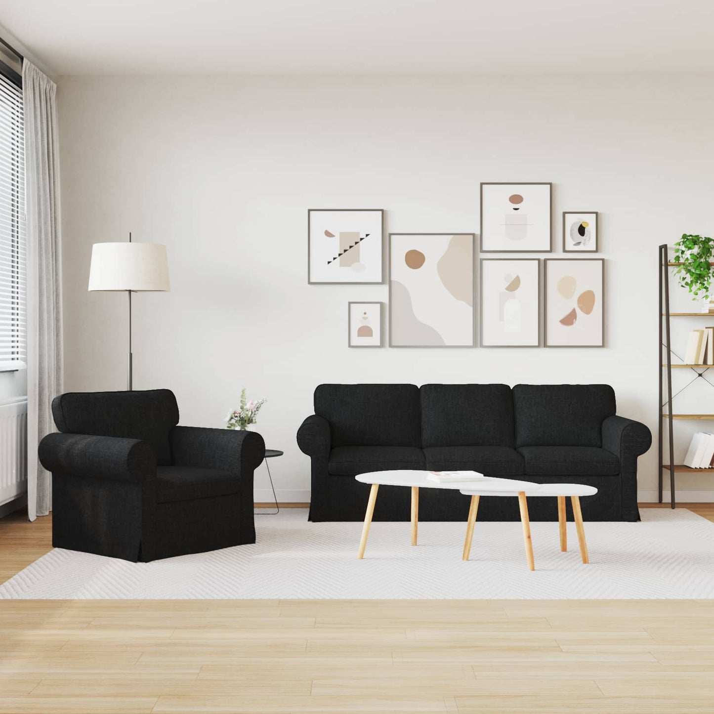 Bank 2 pcs Zwart Metaal