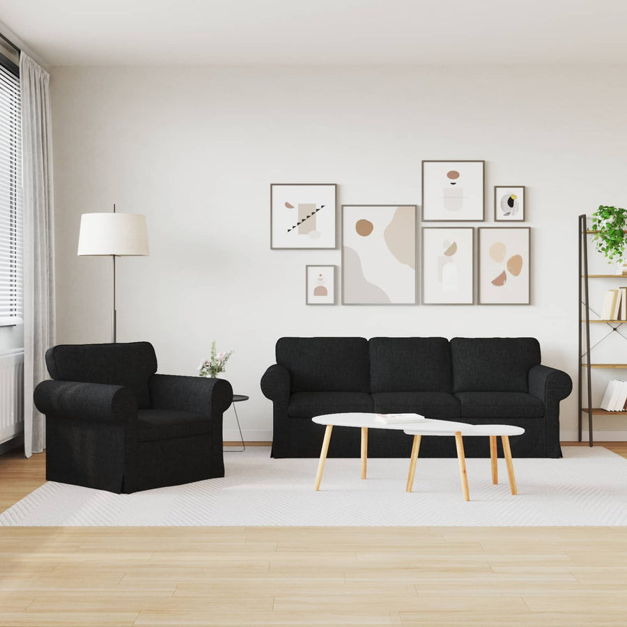 Bank 2 pcs Zwart Metaal