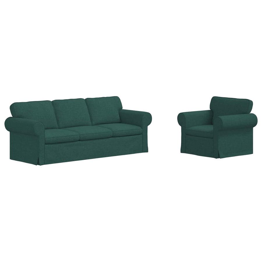 Bank 2 pcs Donkergroen Metaal
