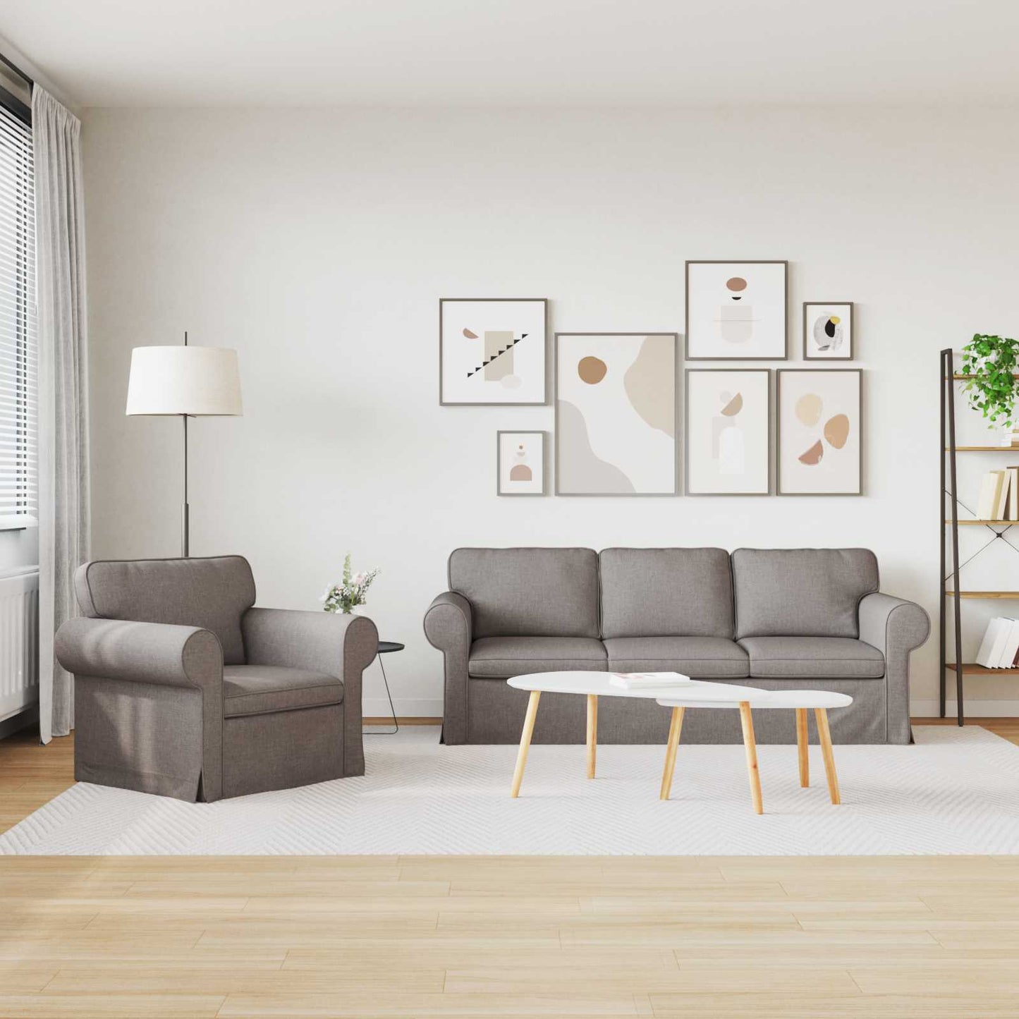 Bank 2 pcs Taupe Metaal