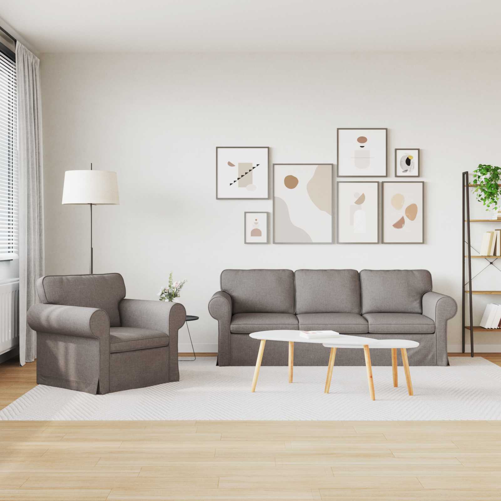 Bank 2 pcs Taupe Metaal