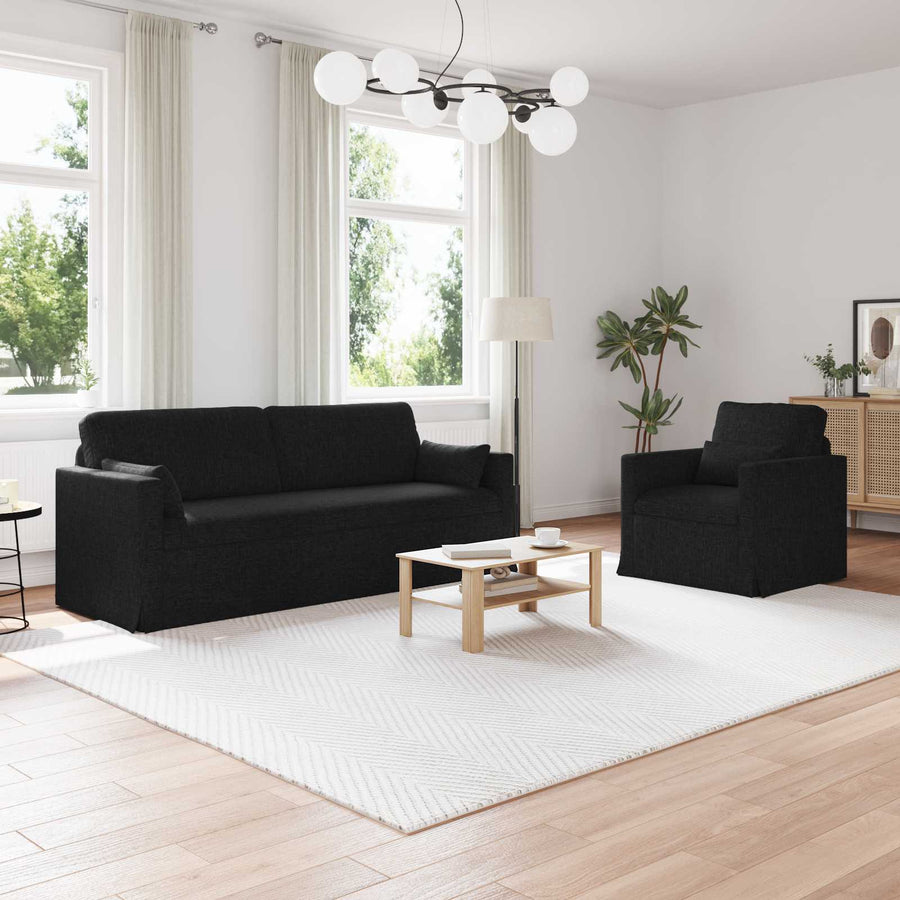 Bank 2 pcs Zwart Metaal