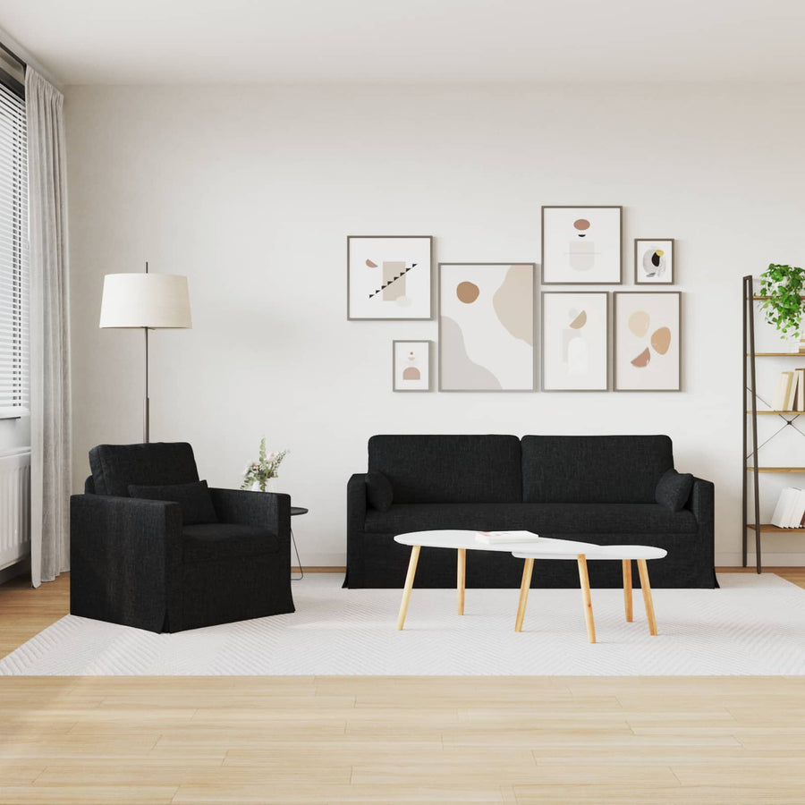 Bank 2 pcs Zwart Metaal