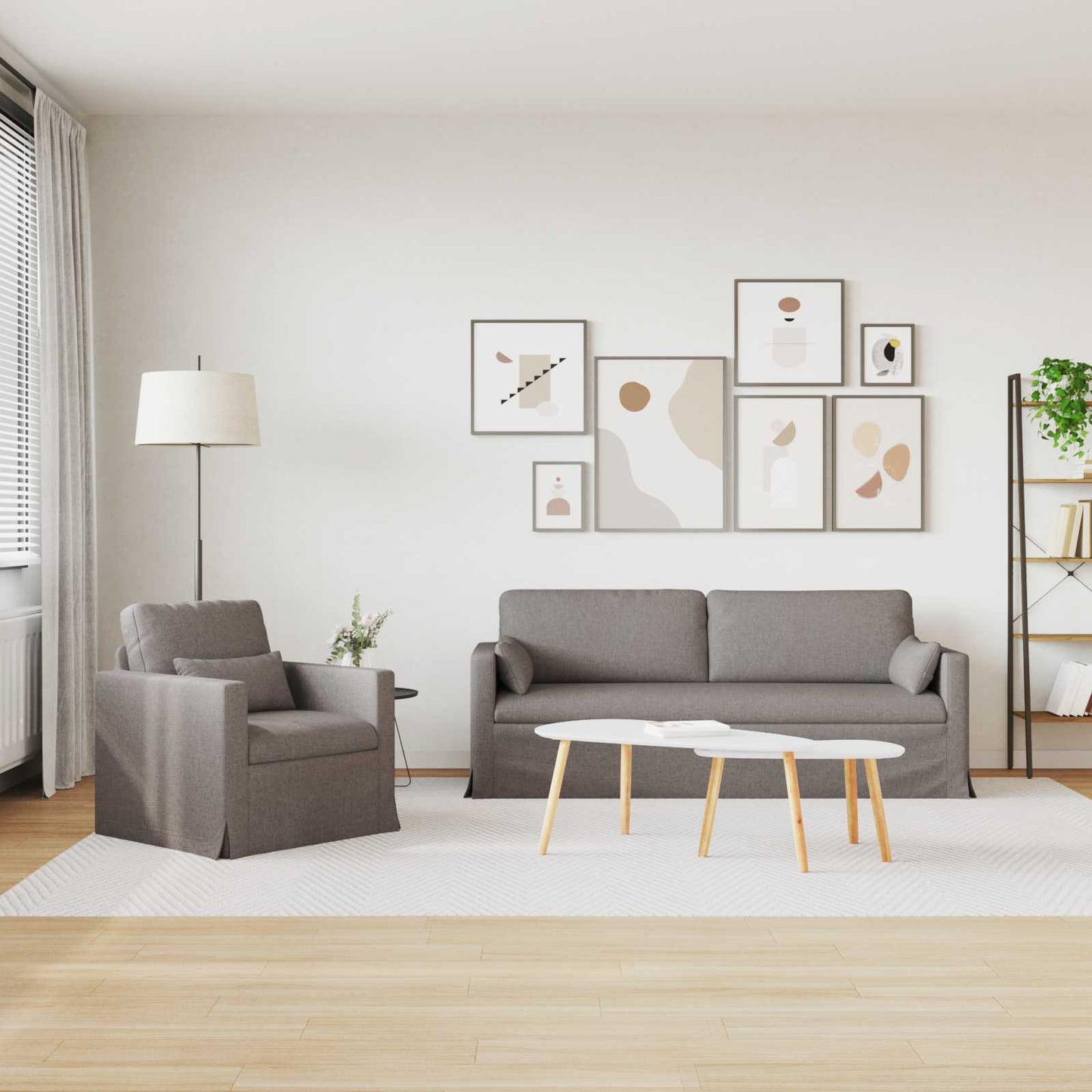 Bank 2 pcs Taupe Metaal