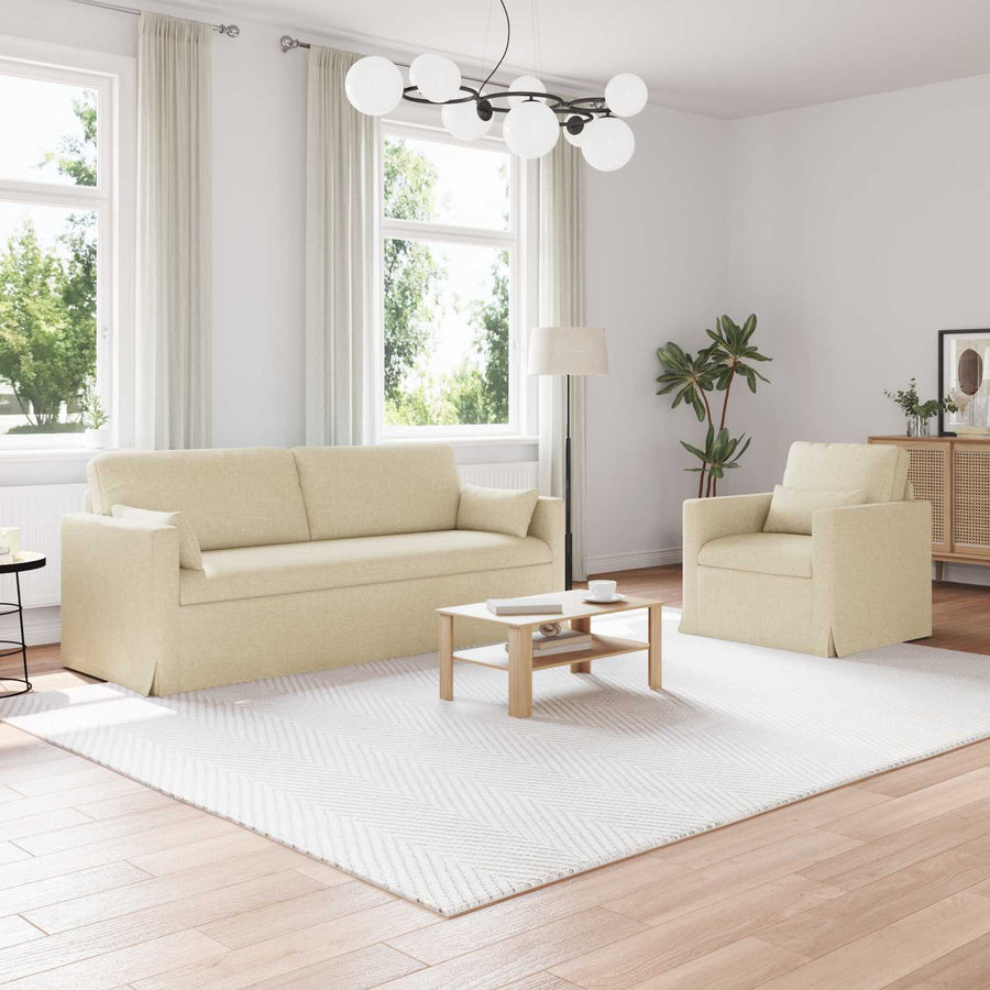 Bank 180cm 2 pcs Crème Metaal