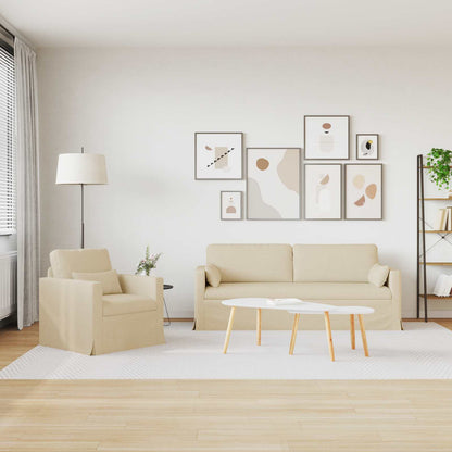 Bank 180cm 2 pcs Crème Metaal