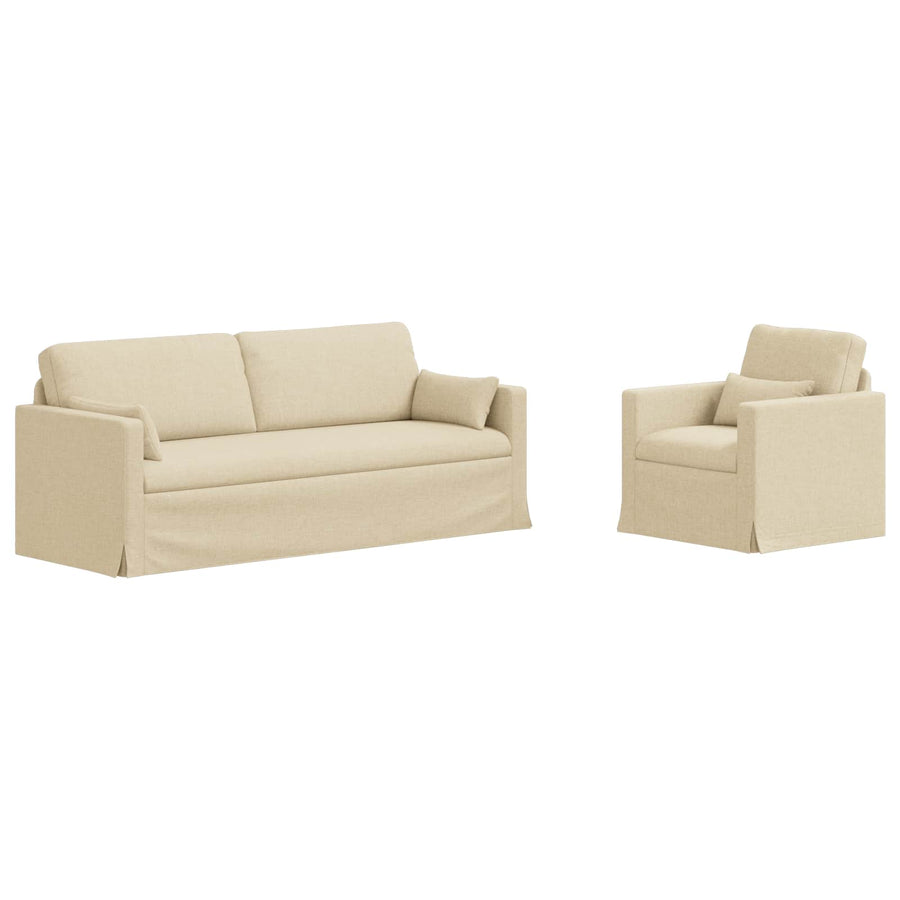 Bank 180cm 2 pcs Crème Metaal