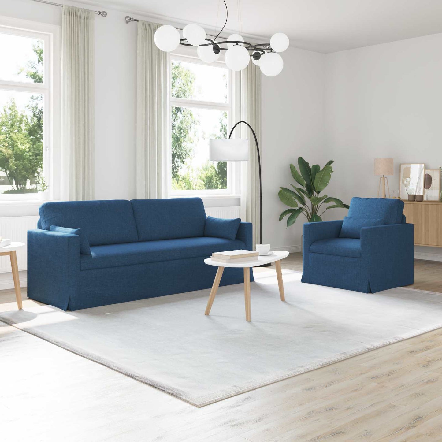 Bank 2 pcs Blauw Metaal