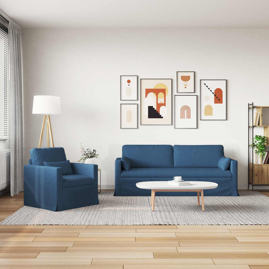Bank 2 pcs Blauw Metaal