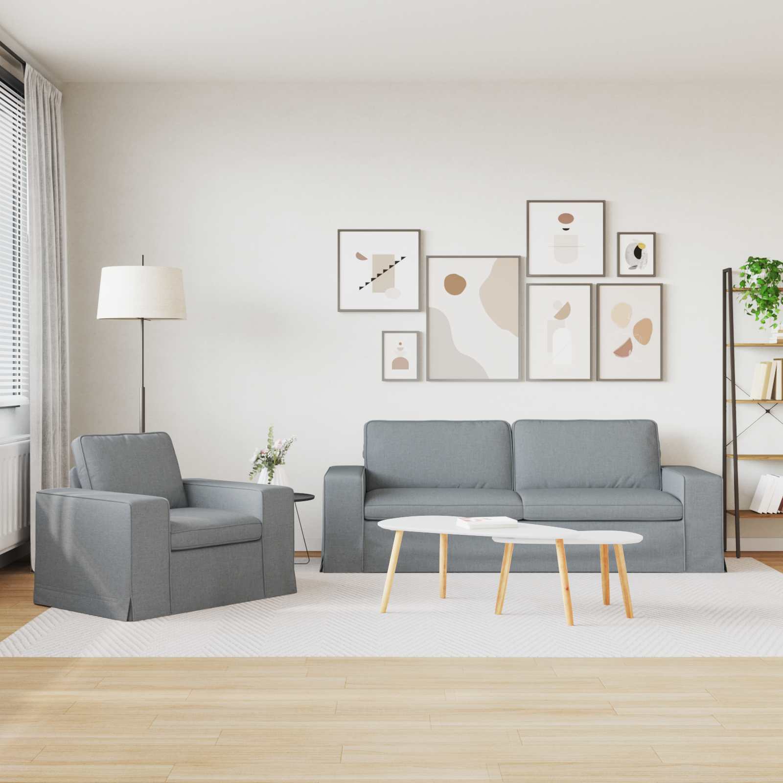 Bank 2 pcs Lichtgrijs Metaal