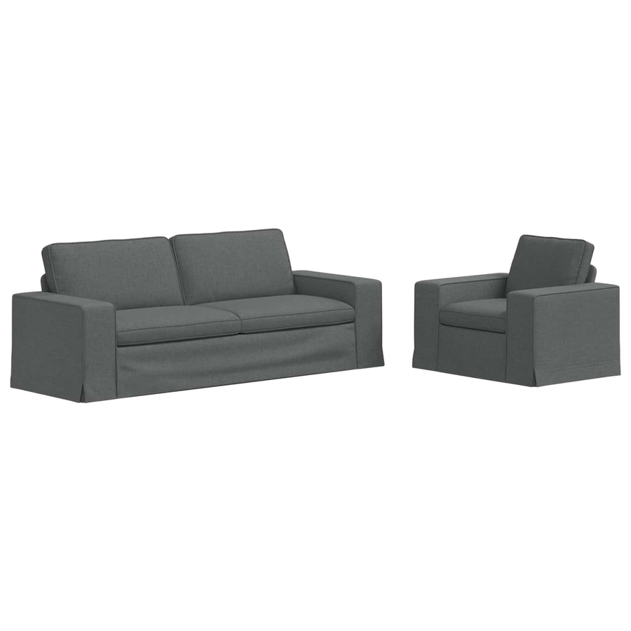 Bank 2 pcs Donkergrijs Metaal