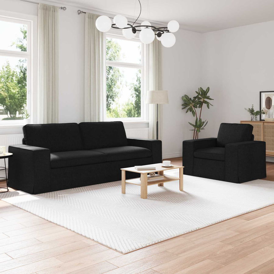 Bank 2 pcs Zwart Metaal
