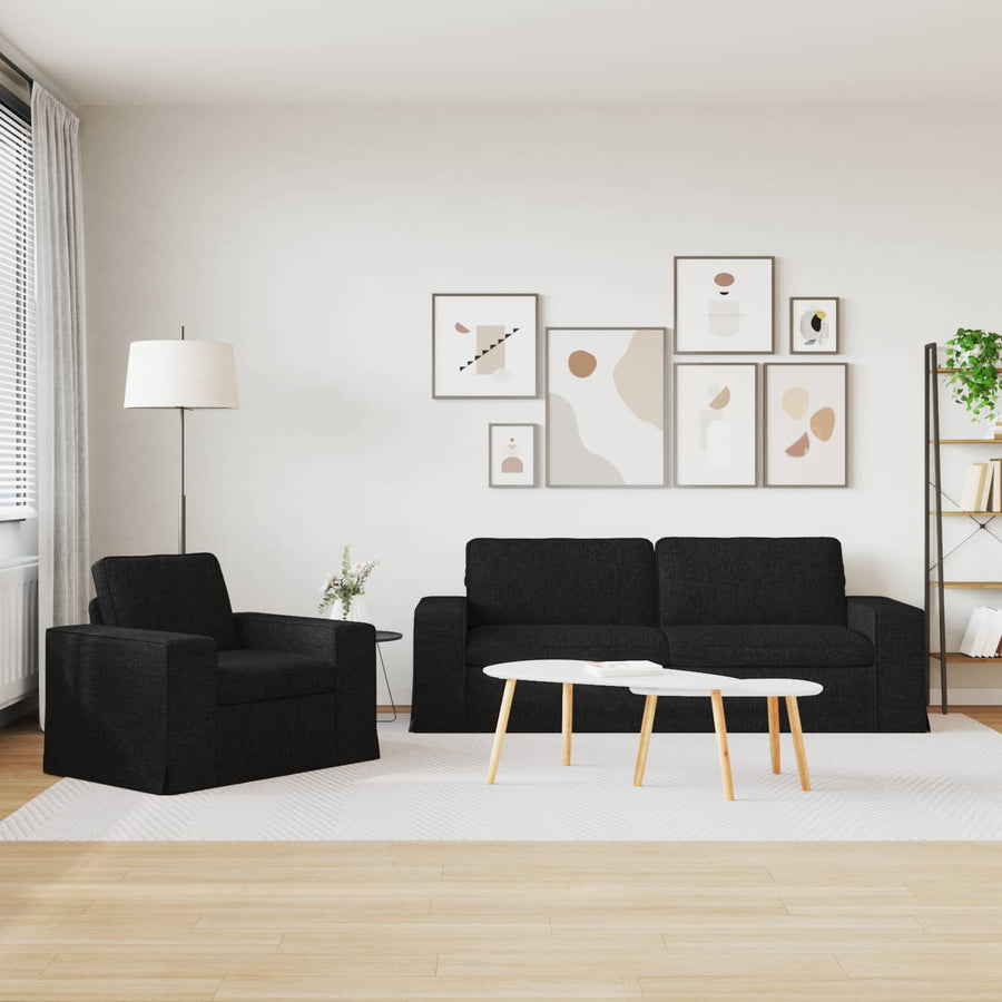 Bank 2 pcs Zwart Metaal