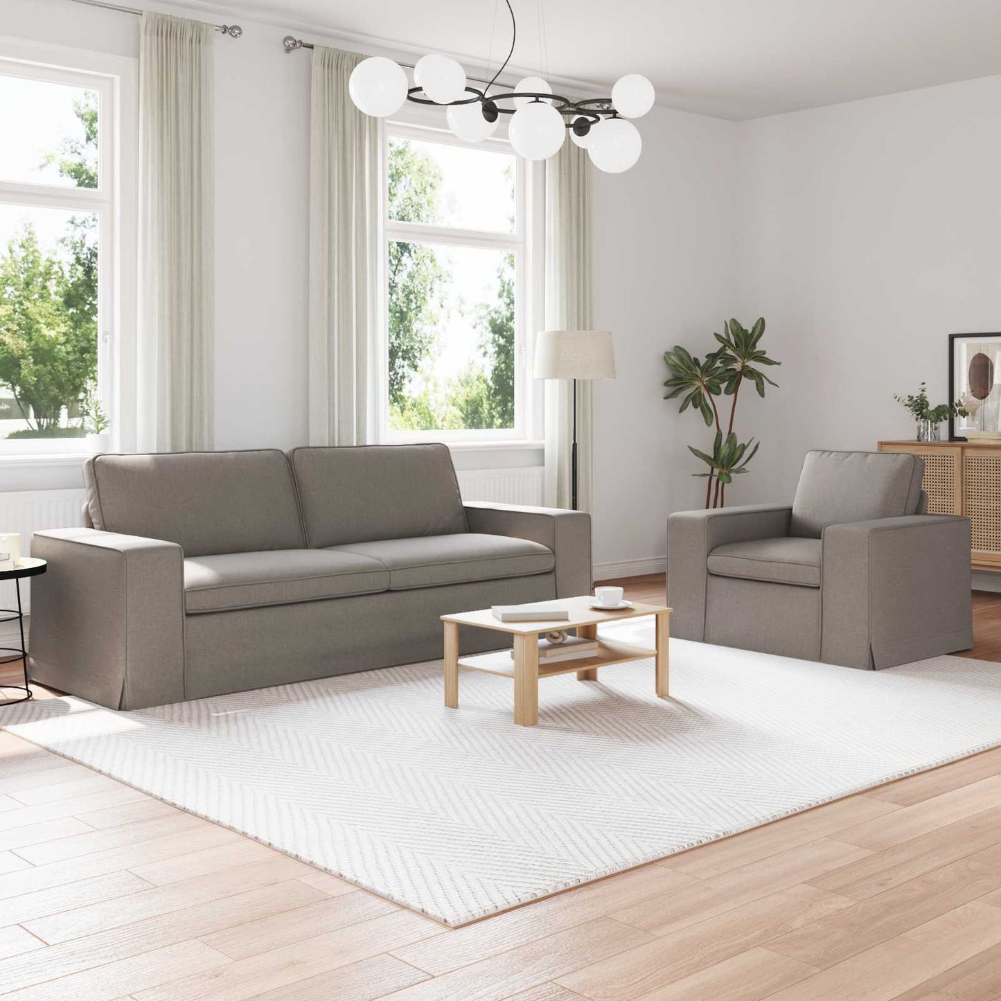 Bank 2 pcs Taupe Metaal