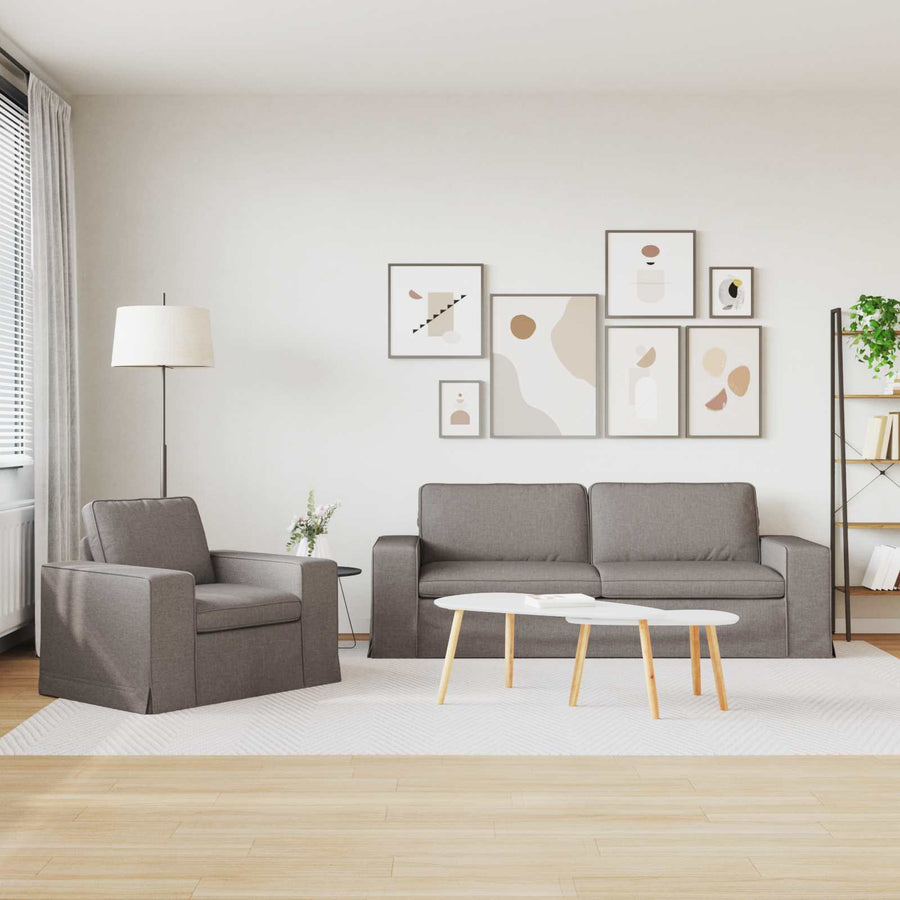 Bank 2 pcs Taupe Metaal