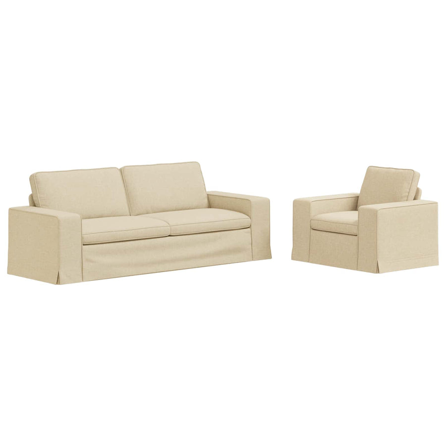 Bank 2 pcs Crème Metaal