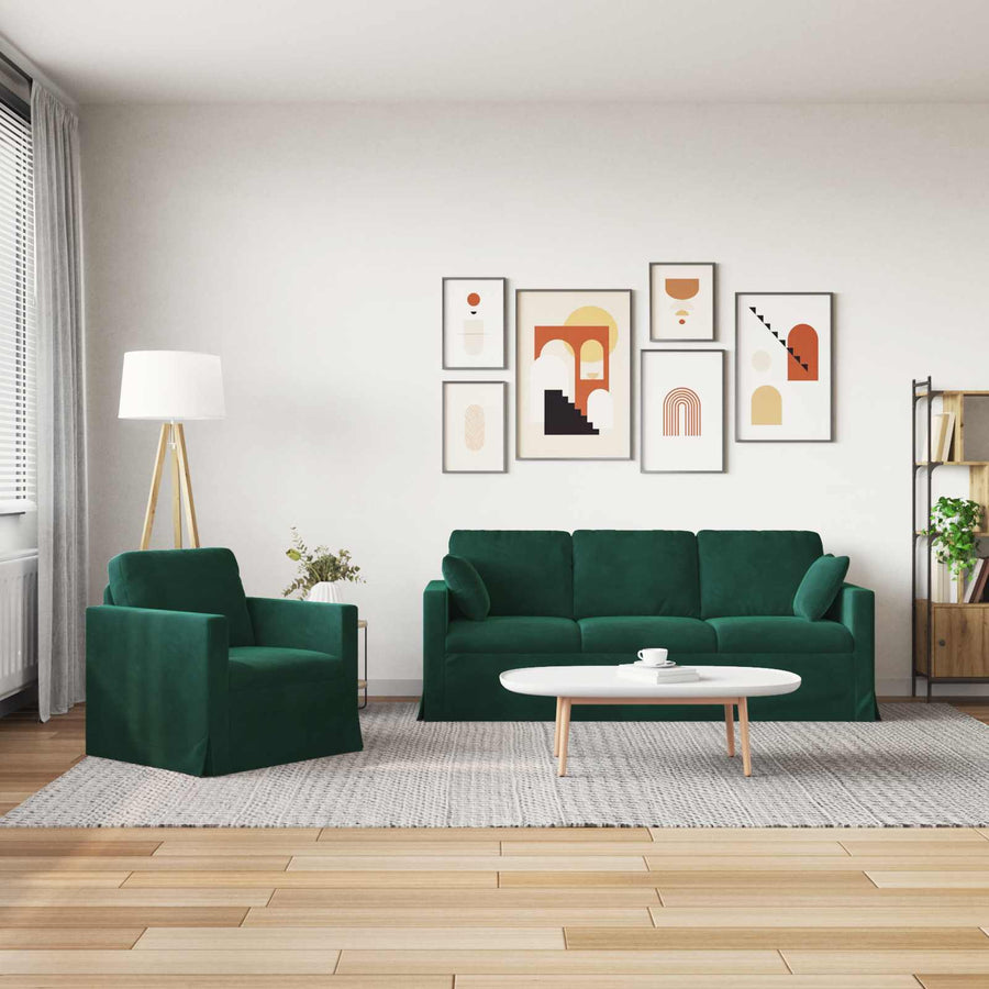 Bank 2 pcs Donkergroen