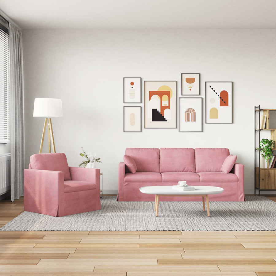 Bank 2 pcs Roze Totale afmetingen: 198 x 78 x 80 cm (B x D x H)