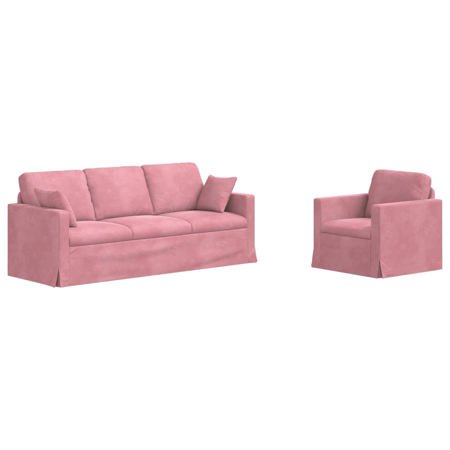 Bank 2 pcs Roze Totale afmetingen: 198 x 78 x 80 cm (B x D x H)