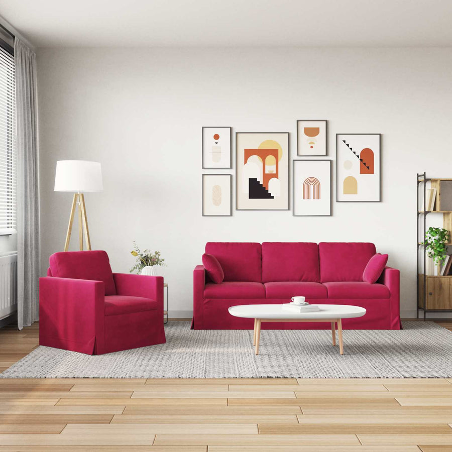 Bank 2 pcs Wijnrood
