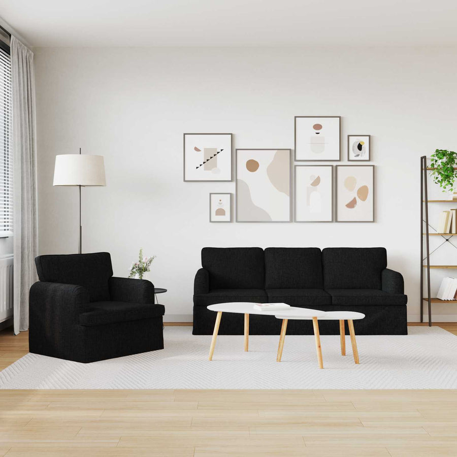 Bank 2 pcs Zwart Metaal