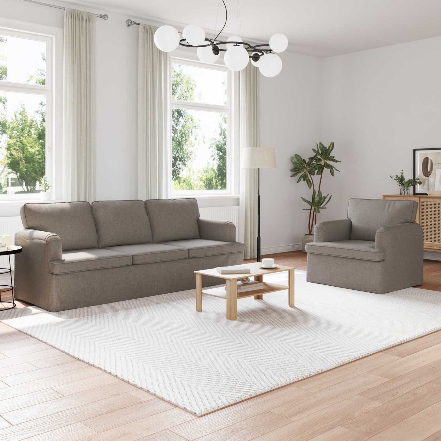 Bank 2 pcs Taupe Metaal