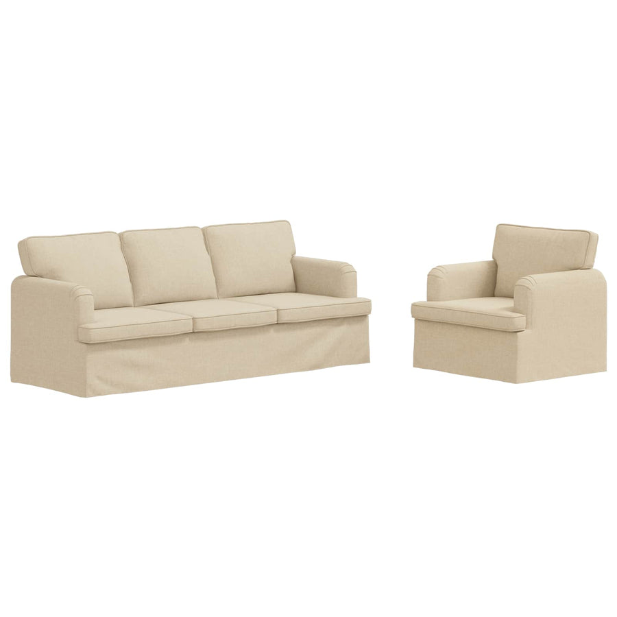 Bank 2 pcs Crème Metaal
