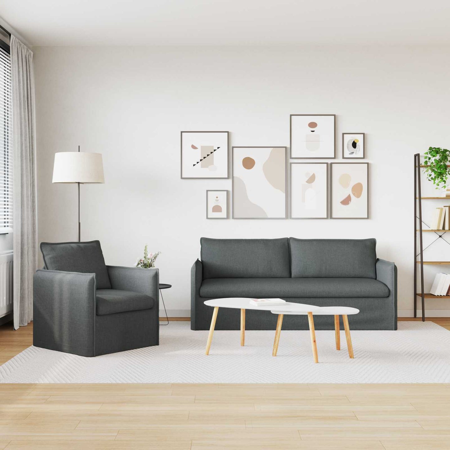 Bank 180cm 2 pcs Donkergrijs Metaal