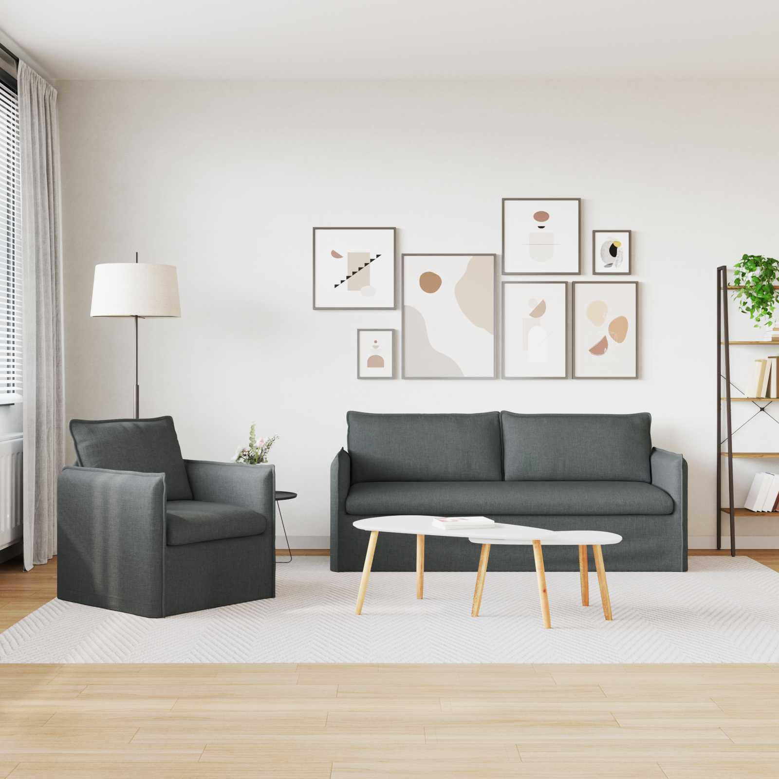 Bank 180cm 2 pcs Donkergrijs Metaal