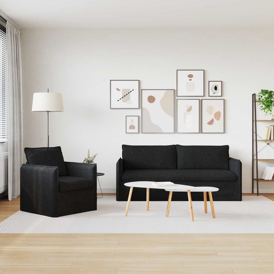 Bank 180cm 2 pcs Zwart Metaal