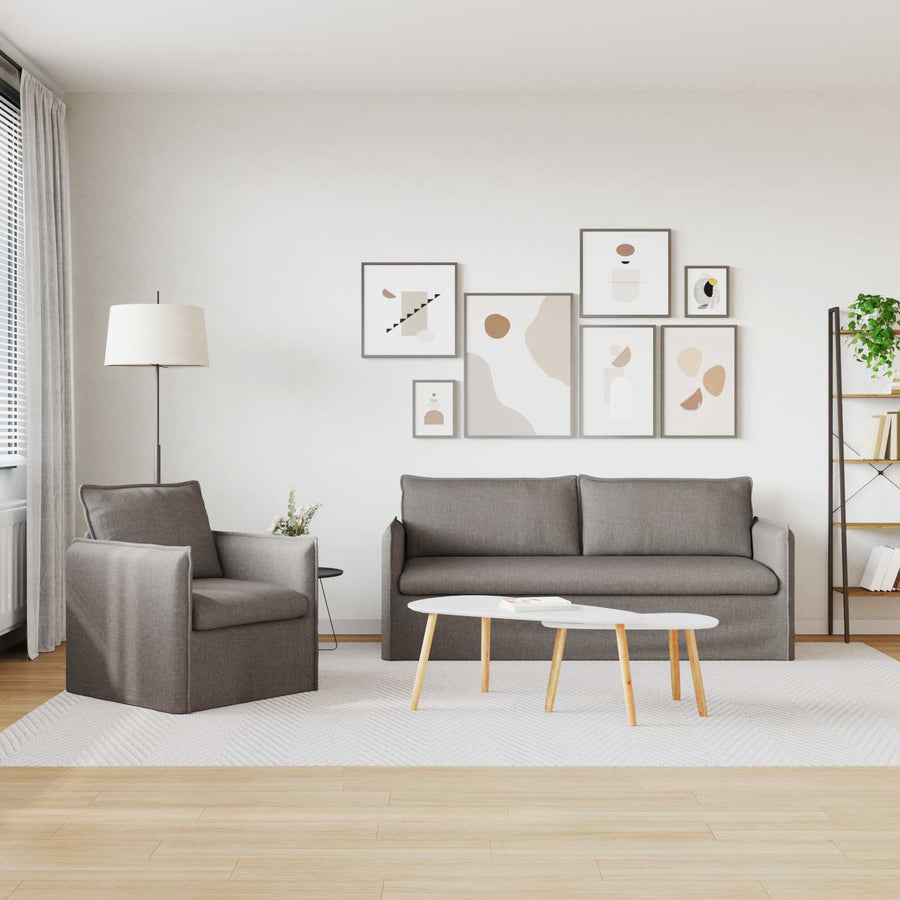 Bank 2 pcs Taupe Metaal