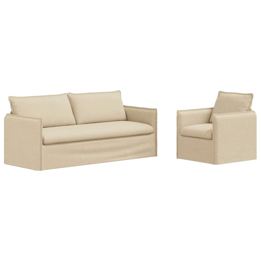 Bank 2 pcs Crème Metaal