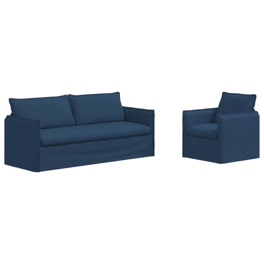 Bank 180cm 2 pcs Blauw Metaal