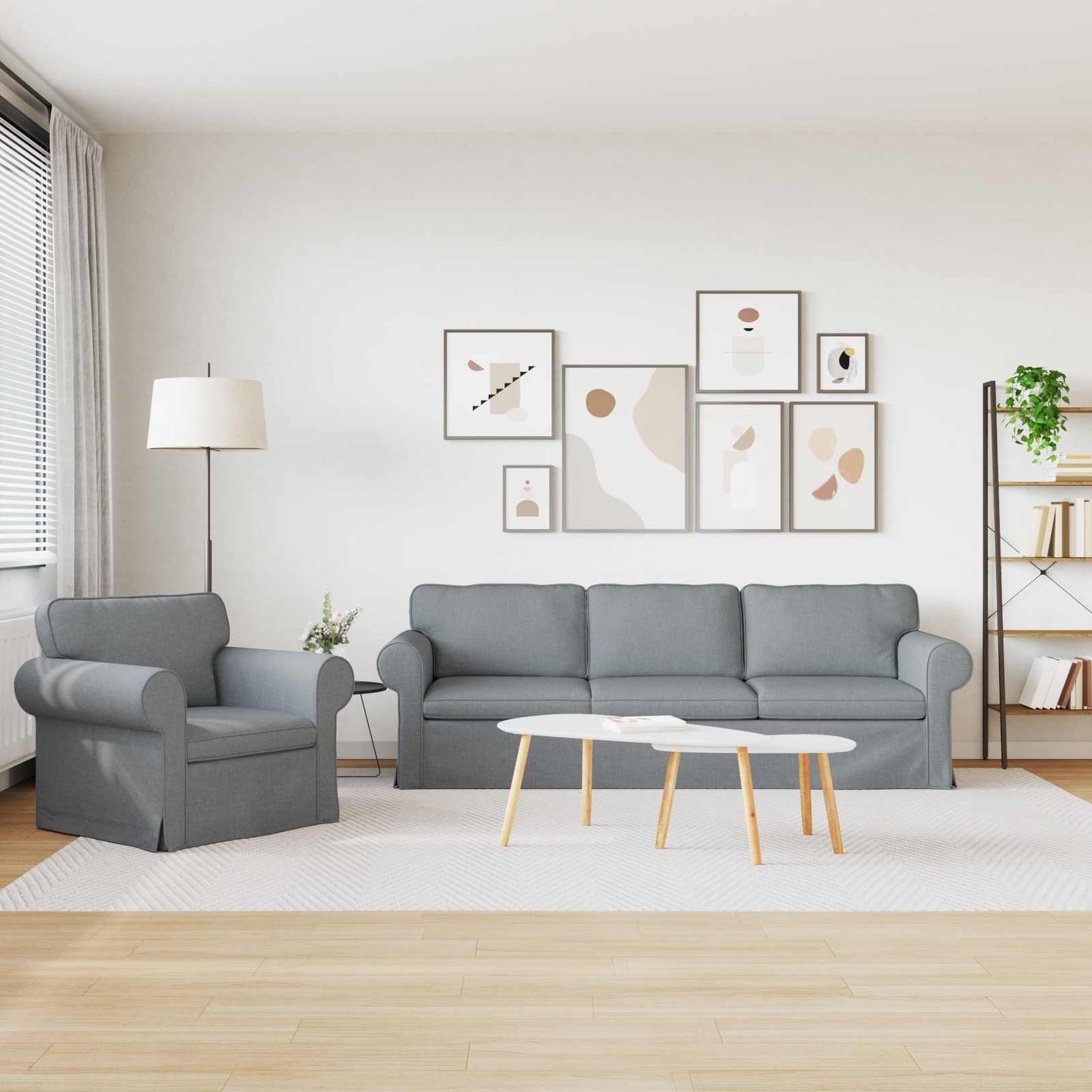 Bank 2 pcs Lichtgrijs Metaal