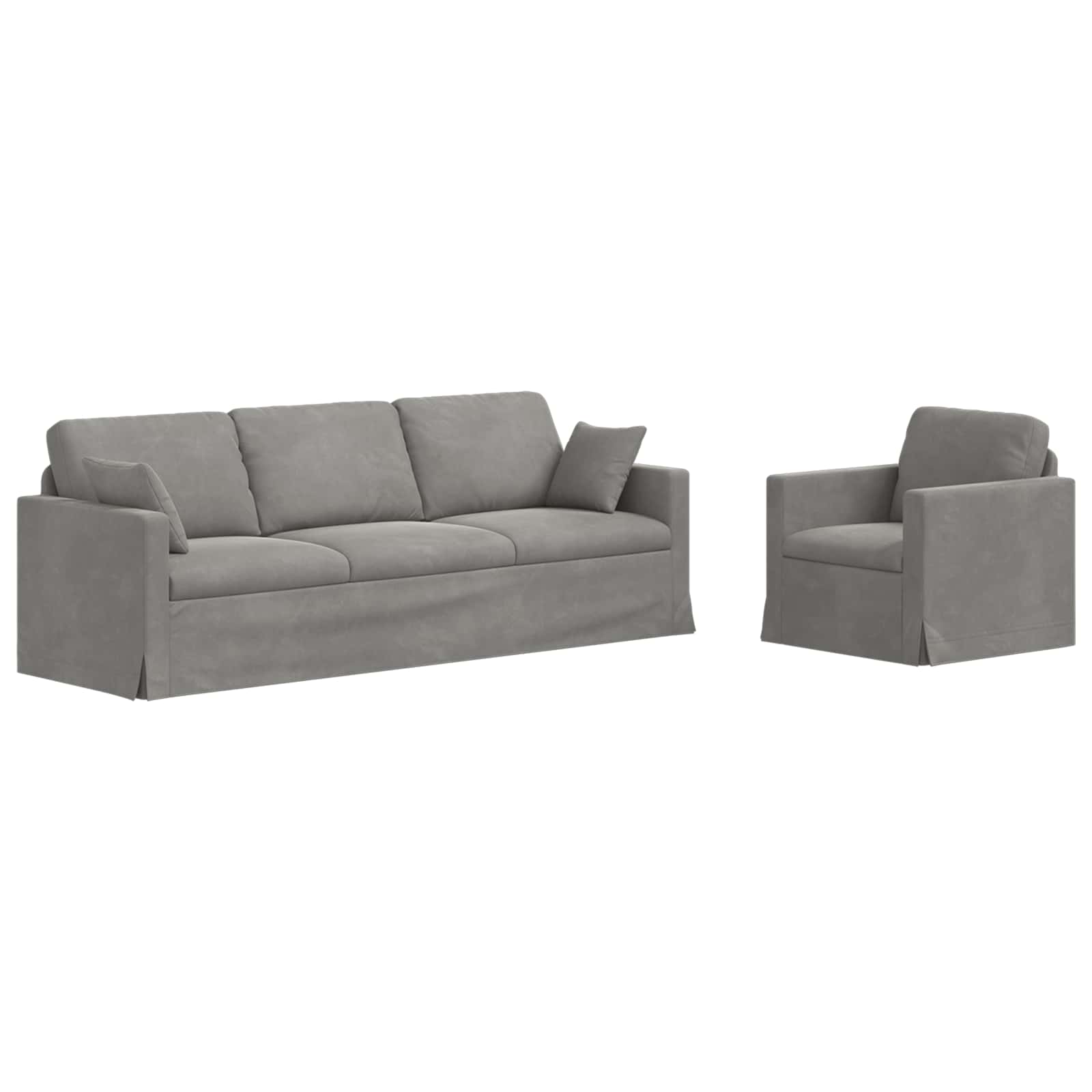Bank 2 pcs Lichtgrijs 228 x 78 x 80 cm Fluweel