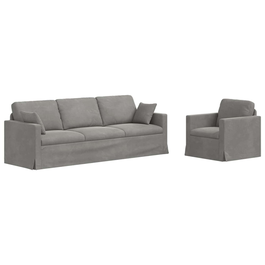 Bank 2 pcs Lichtgrijs 228 x 78 x 80 cm Fluweel