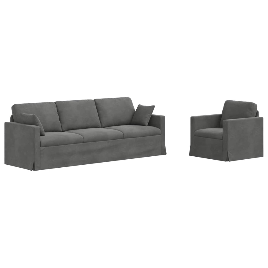 Bank 2 pcs Donkergrijs 228 x 78 x 80 cm Fluweel