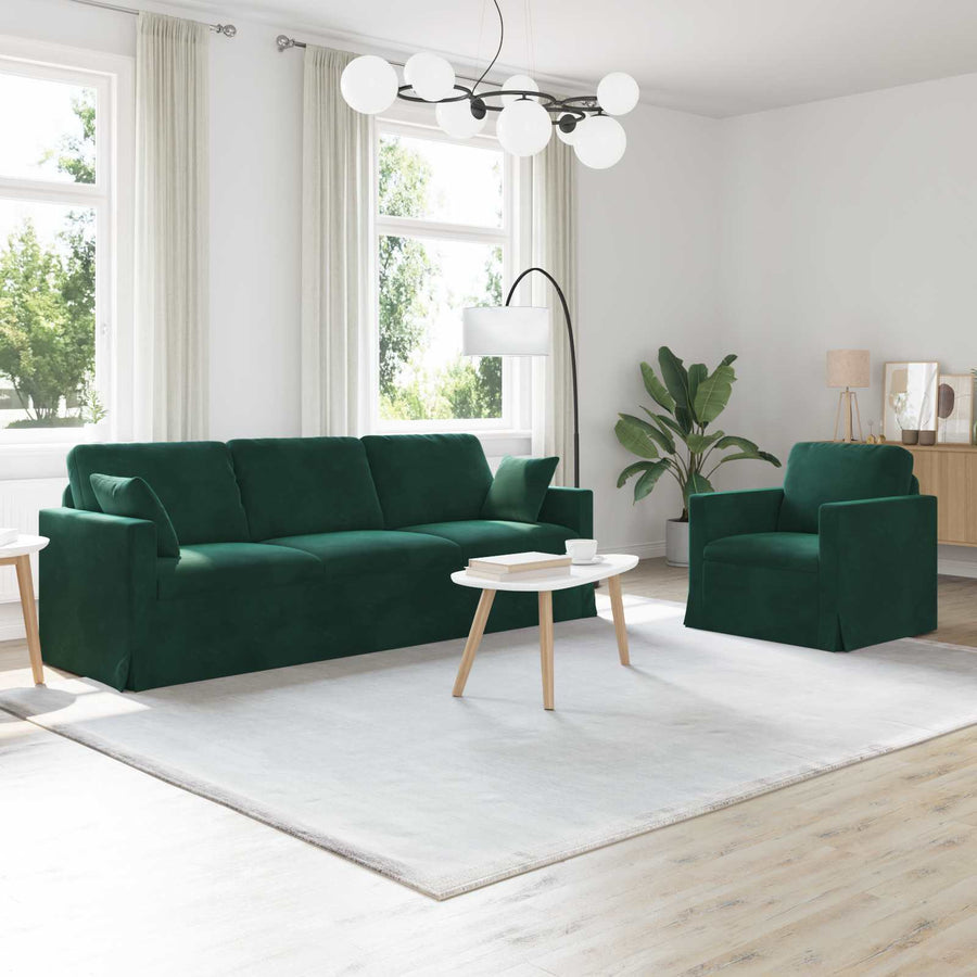 Bank 2 pcs Donkergroen 228 x 78 x 80 cm Fluweel