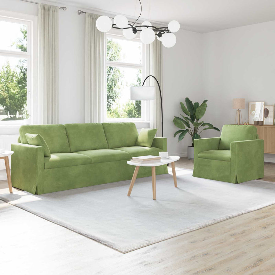 Bank 2 pcs Lichtgroen 228 x 78 x 80 cm Fluweel