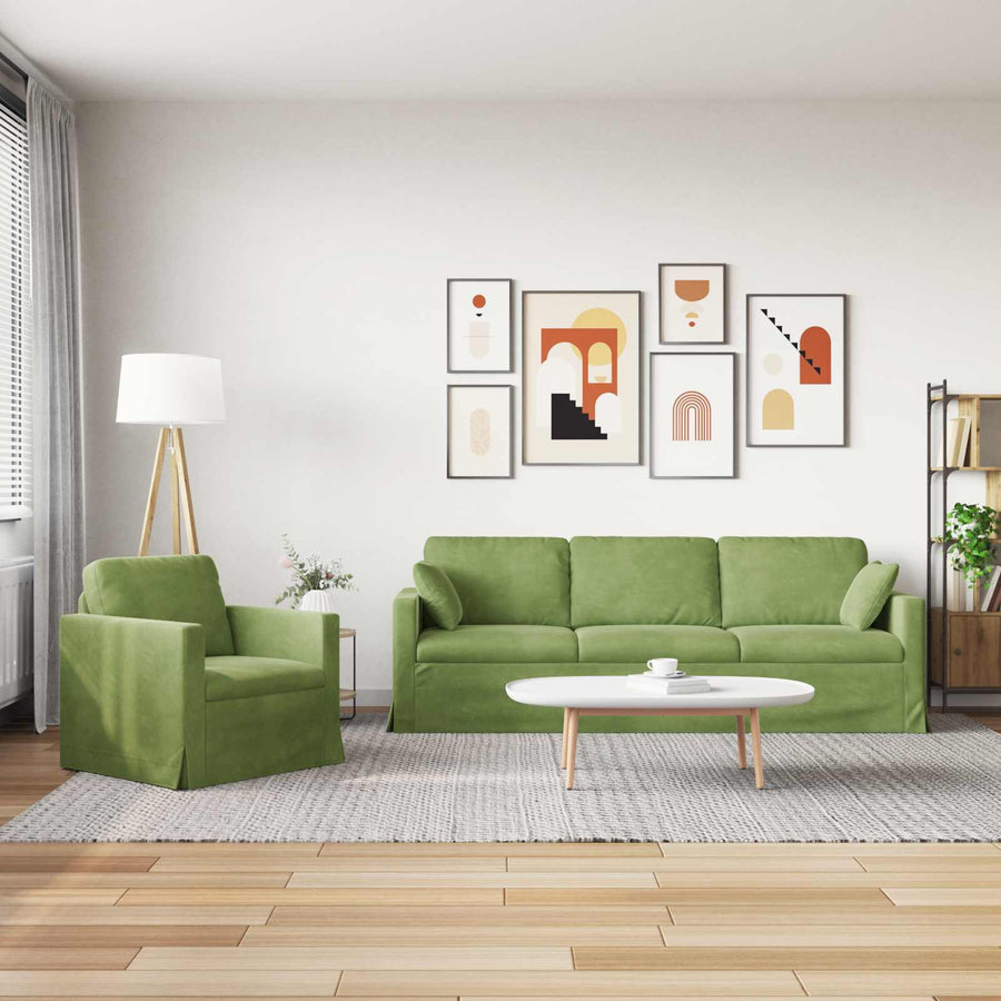 Bank 2 pcs Lichtgroen 228 x 78 x 80 cm Fluweel